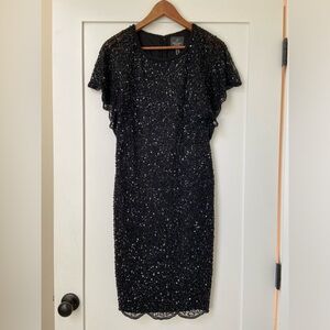 •Adrianna Papell• Black sequined cocktail dress